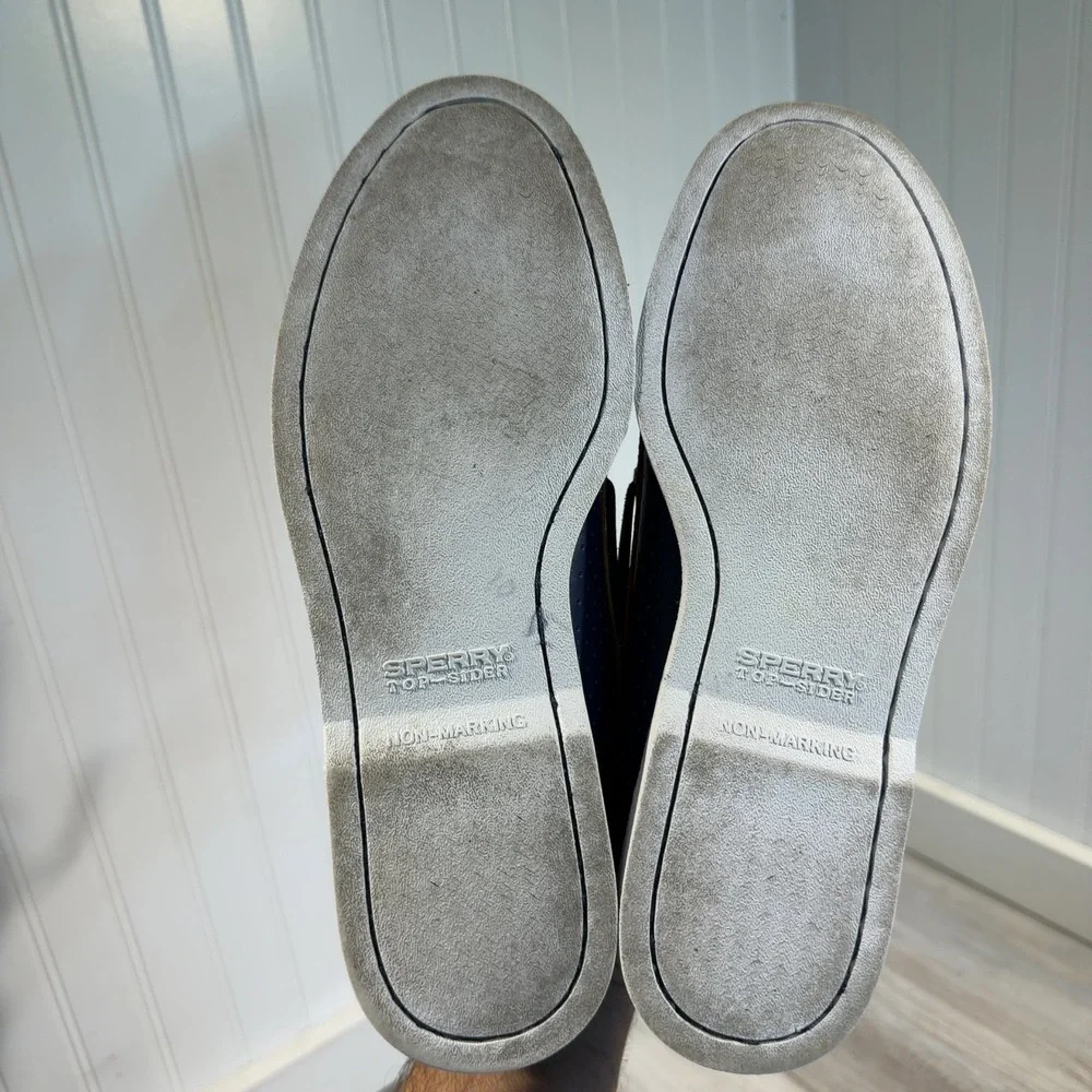Sperry Top-Sider Original Leather Boat Shoes Mens 9M Blue Perforated STS23924